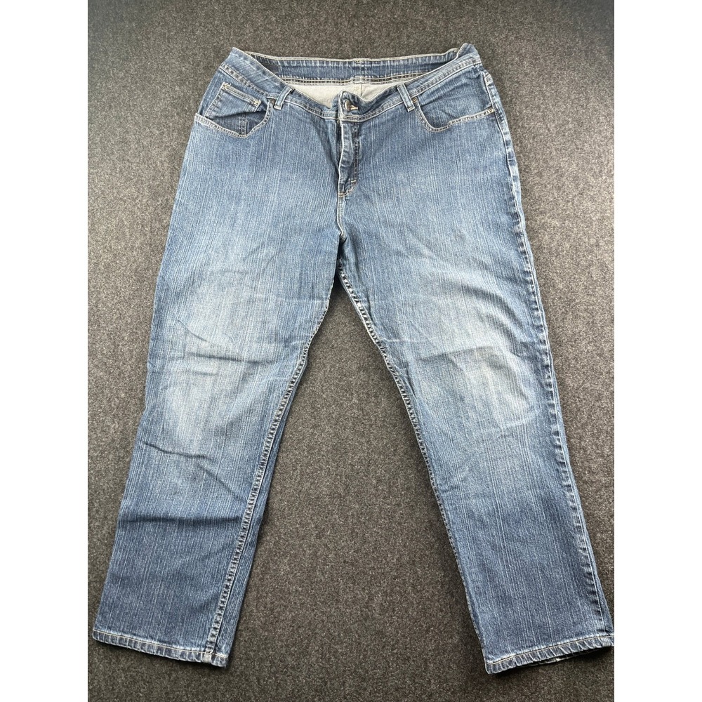 Lees Riders Womens 20W P Medium Wash Straight Leg Stretch Jeans 157B186 Blue